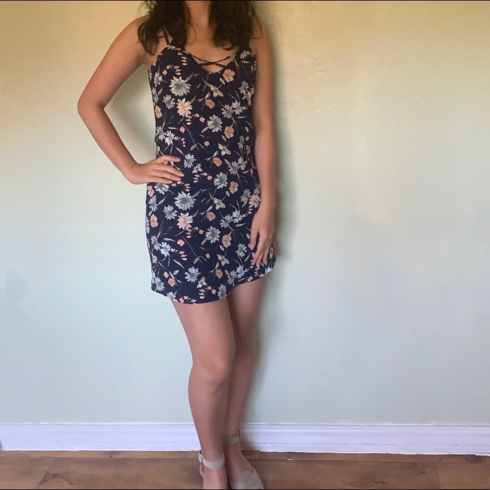 Blue Floral Slip Dress